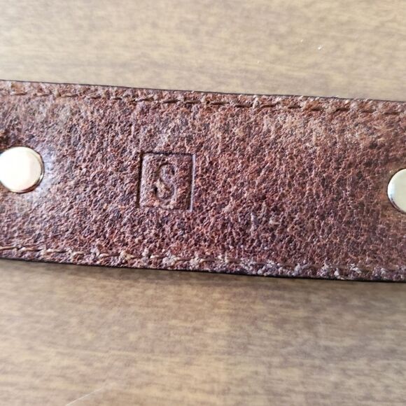 Fossil Womens Brown Leather Belt Size Small 37" Stud And Braid. 1" wide. BT2139 - Picture 11 of 12